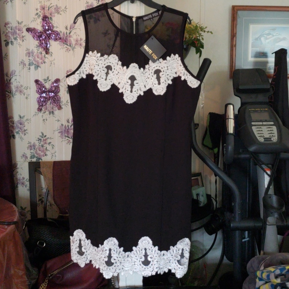 Black with White detailed dress